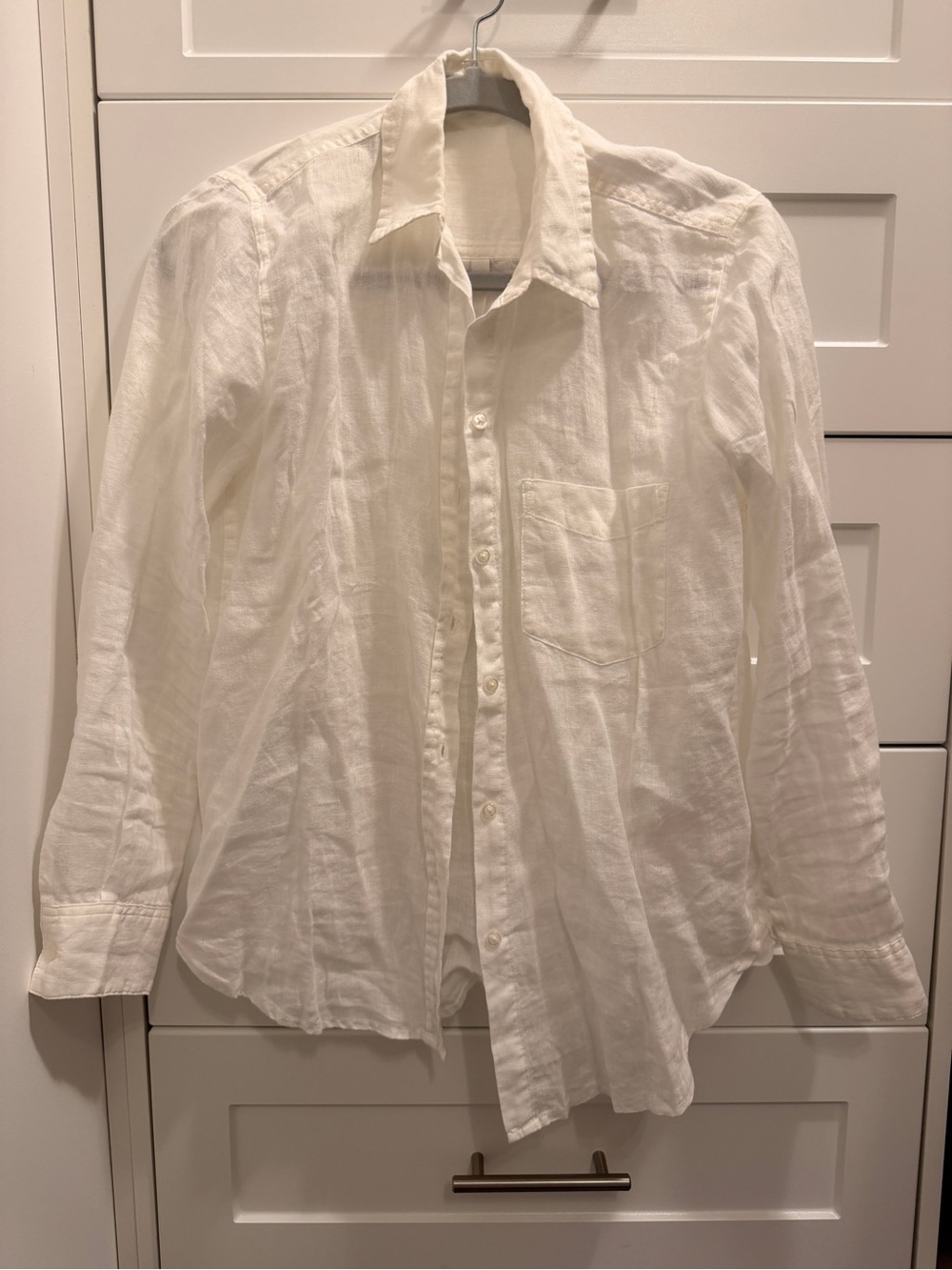 Women’s White Linen Button-Up Shirt